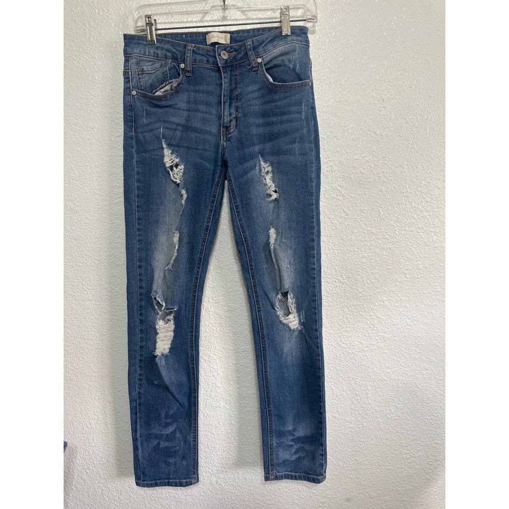 Altar'd State Distressed Skinny Jeans Blue Medium Wash Ripped Denim Womens 24